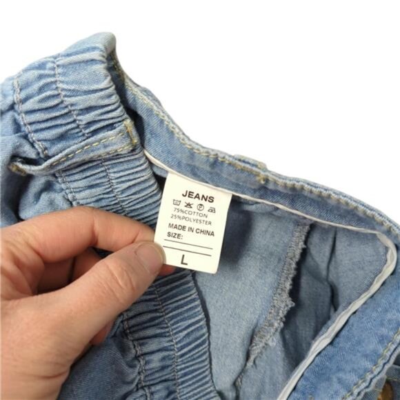 Women's A-Line Pleated Midi Denim Skirt High Waist Button Front with Pockets L - Picture 4 of 5